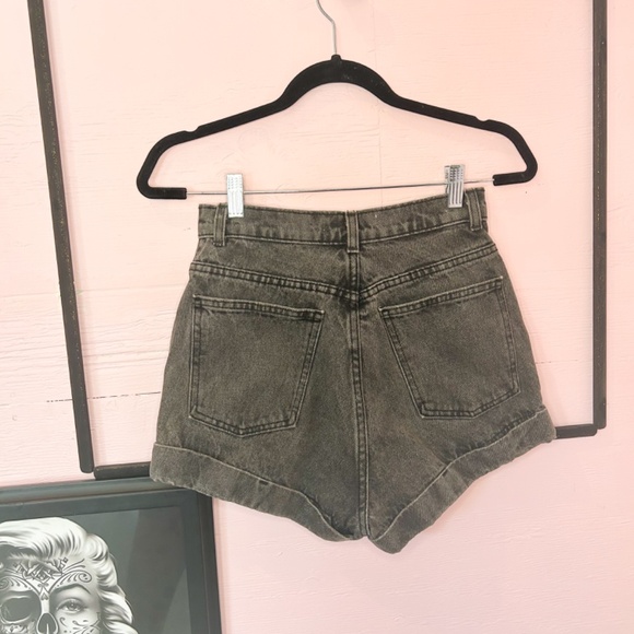 American Apparel | High Waisted Denim Shorts | Acid Wash Black - Picture 3 of 5